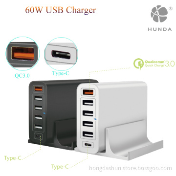 HUNDA 3.0 Quick Charge Type C Multi Port USB Charger with Qualcomm 3.0 Technology for Smartphones station